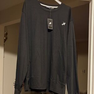 NWT Men’s Black Crew Neck Long Sleeve Cotton Shirt in 2 XL